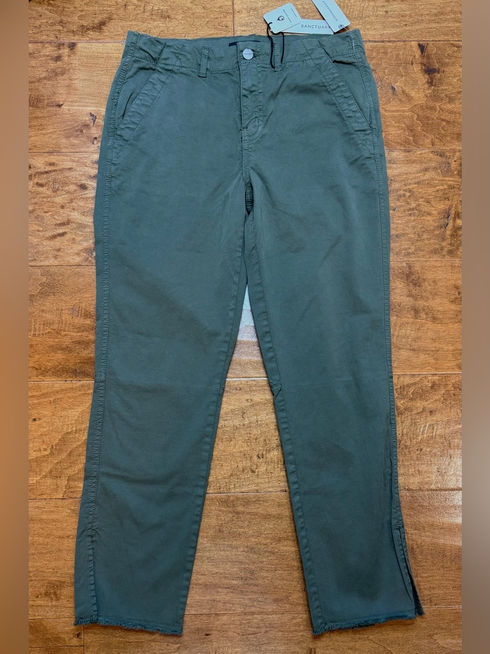 Sanctuary Olive Green Split Hem Raw Hem Pants NWT Anthropologie 27